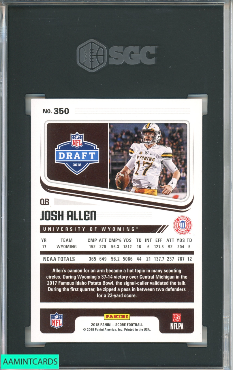 2018 Score #350 Josh Allen Wyoming Cowboys Rookie RC Football Card