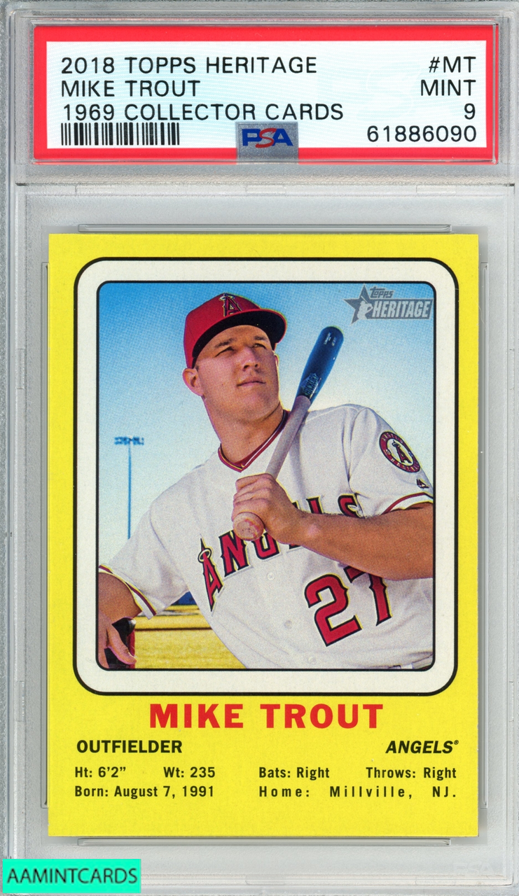 TOPPS HERITAGE  COLLECTOR CARDS MIKE TROUT #MT ANGELS PSA