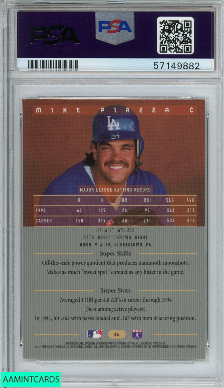 1995 BOWMANS BEST MIKE PIAZZA #36 RED LOS ANGELES DODGERS HOF PSA