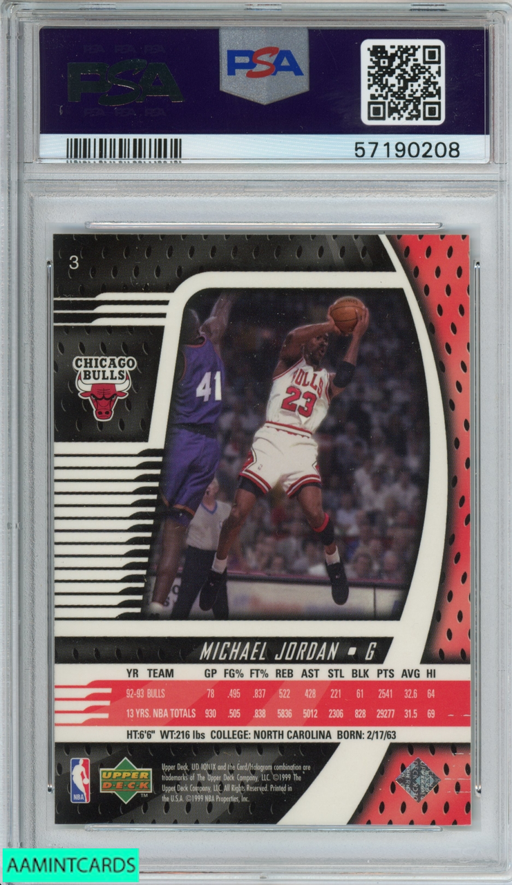 1998 UPPER DECK IONIX MICHAEL JORDAN #3 CHICAGO BULLS HOF PSA 9