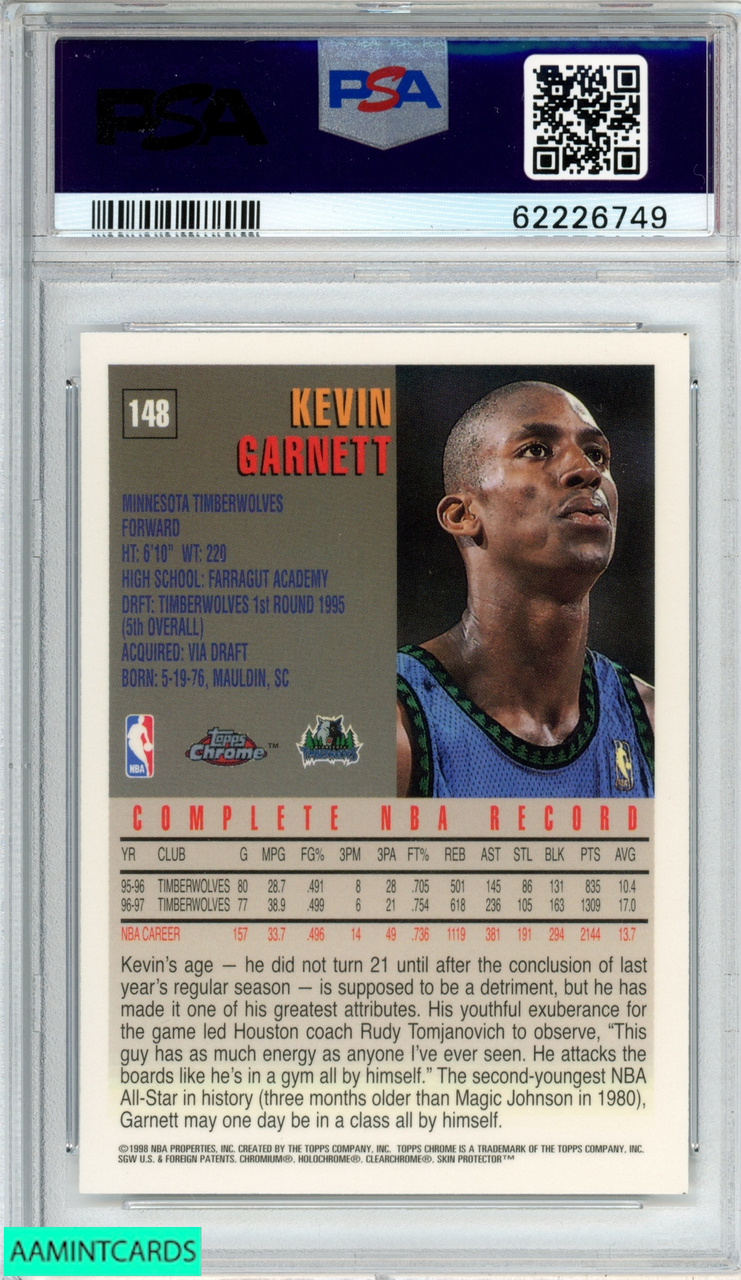 1997 TOPPS CHROME KEVIN GARNETT #148 MINNESOTA TIMBERWOLVES HOF