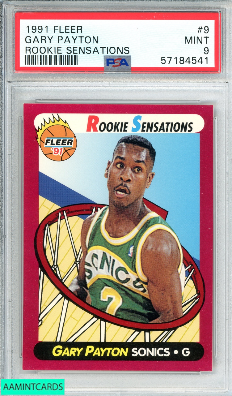 1991 FLEER GARY PAYTON #9 ROOKIE SENSATIONS SEATTLE SUPERSONICS RC