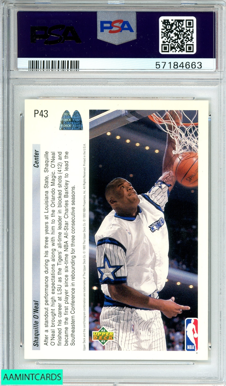 1992 UPPER DECK MCDONALDS SHAQUILLE ONEAL #P43 ORLANDO MAGIC HOF