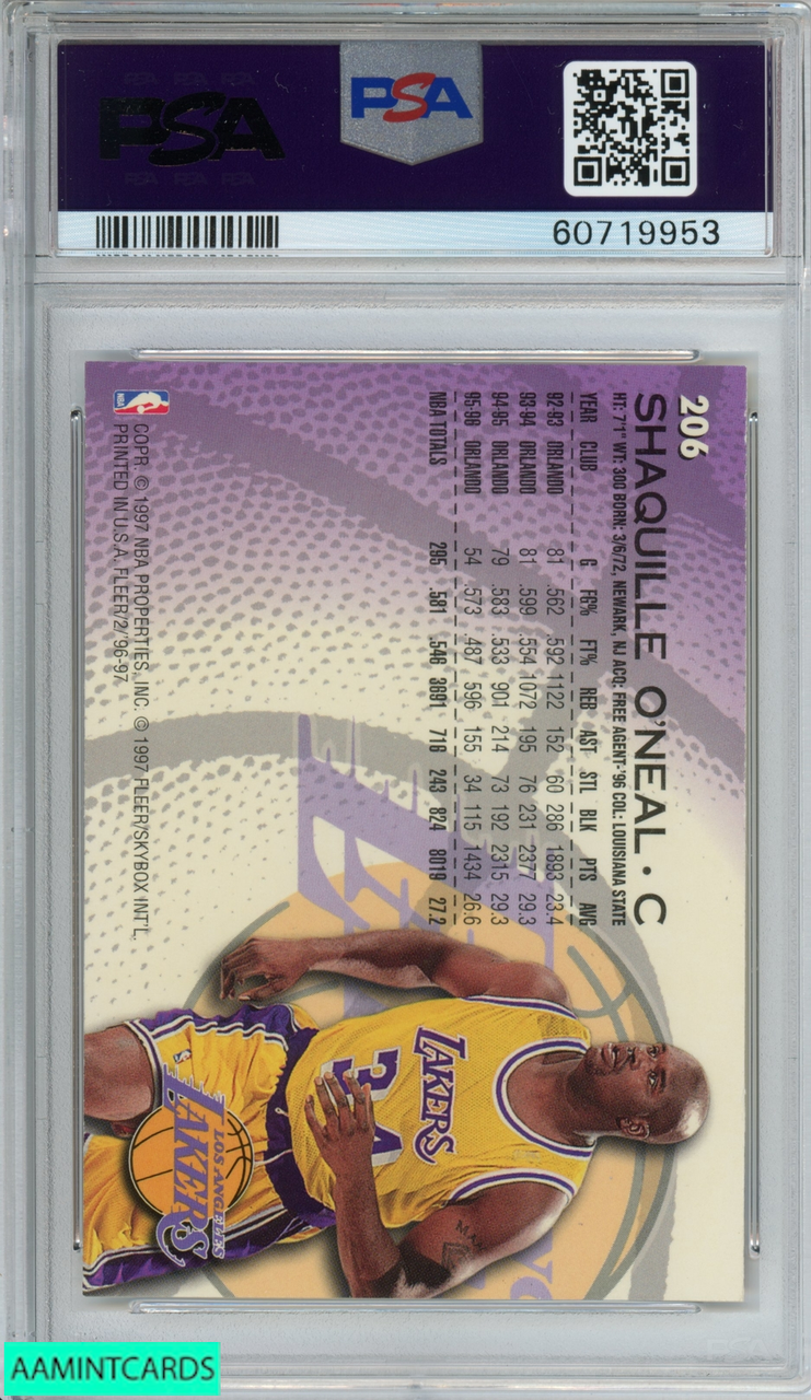 1996 FLEER SHAQUILLE ONEAL #206 LOS ANGELES LAKERS HOF PSA 9 MINT