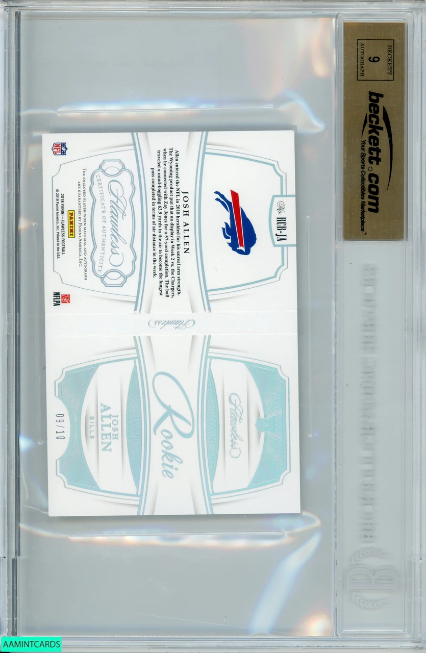 2018 PANINI FLAWLESS JOSH ALLEN #4 ROOKIE PATCH AUTO RPA LOGO 9 OF