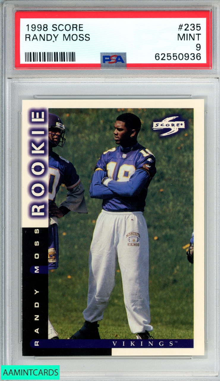 1998 SCORE RANDY MOSS #235 ROOKIE RC MINNESOTA VIKINGS HOF PSA 9