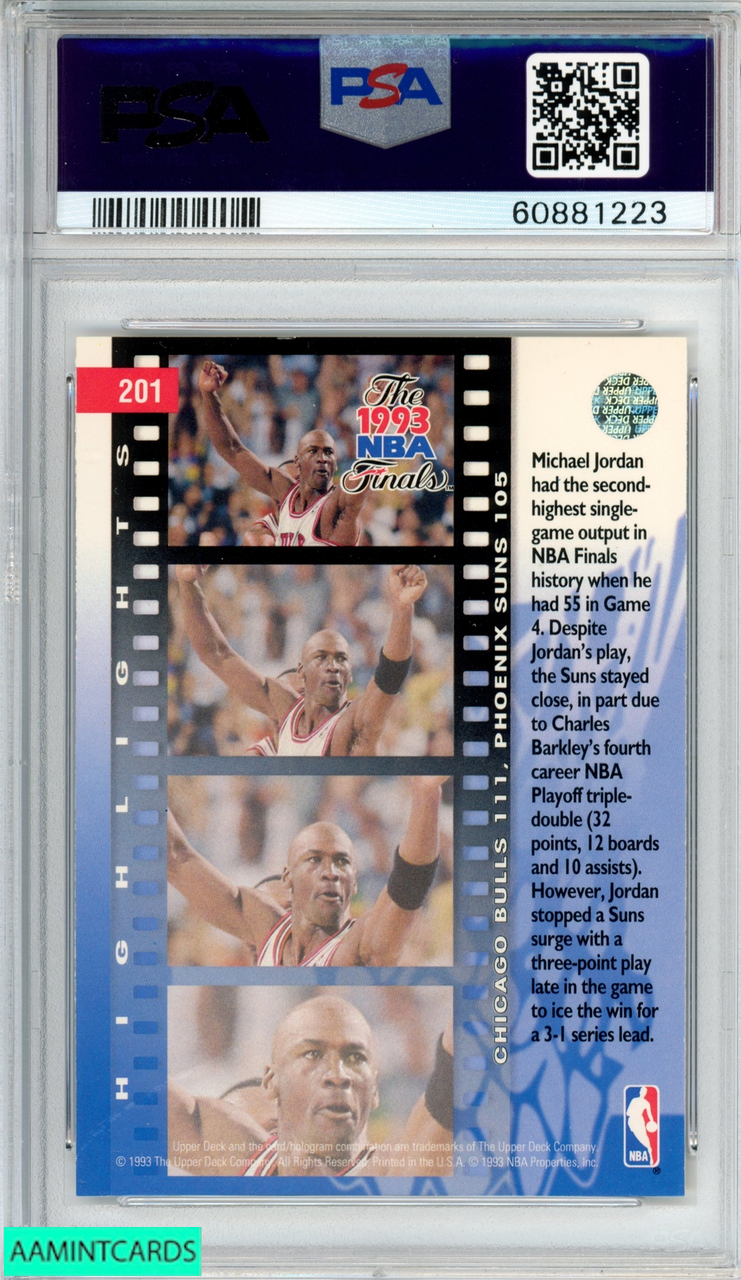 Michael Jordan 1993 Upper Deck #201 PSA 8 Chicago Bulls NBA FINALS GAME 3  HOF