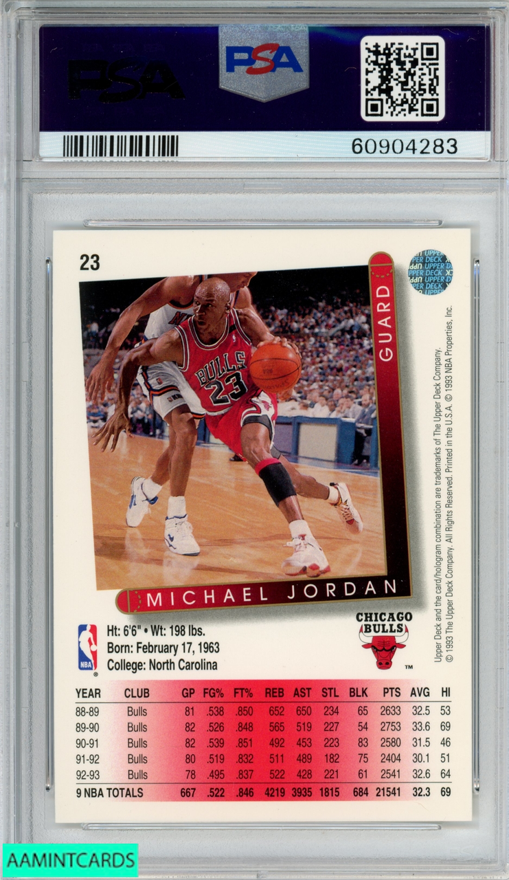 1993 UPPER DECK MICHAEL JORDAN #23 CHICAGO BULLS HOF PSA 9 MINT