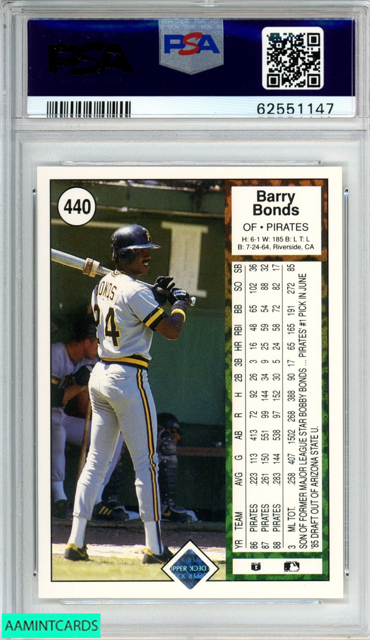 1989 UPPER DECK BARRY BONDS #440 PITTSBURGH PIRATES PSA 9 MINT