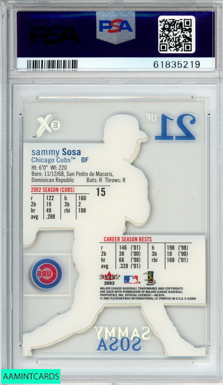 2003 FLEER E-X SAMMY SOSA #15 CHICAGO CUBS PSA 8 NM-MT 61835219