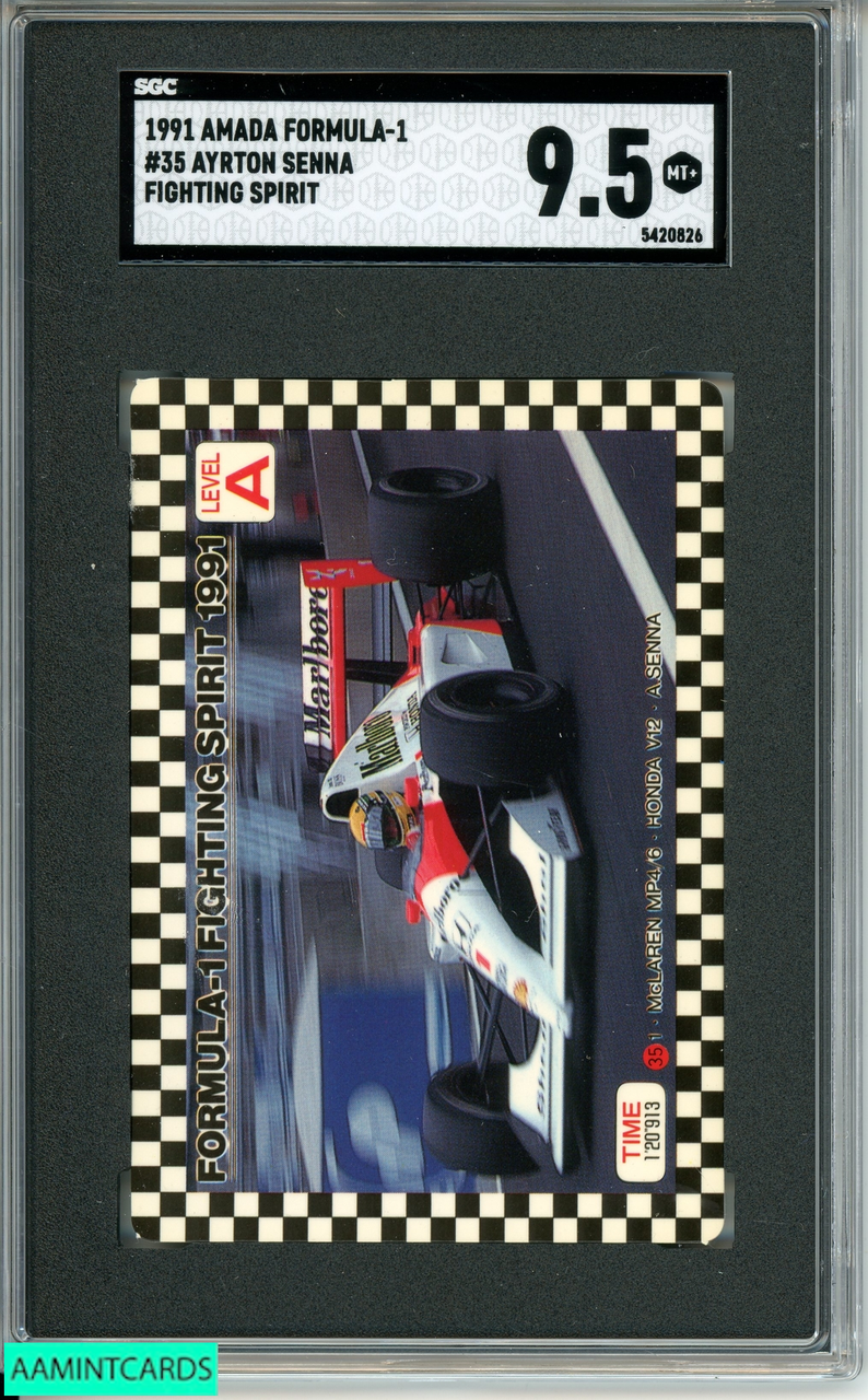 1991 AMADA FORMULA-1 FIGHTING SPIRIT AYRTON SENNA #35 SGC 9.5