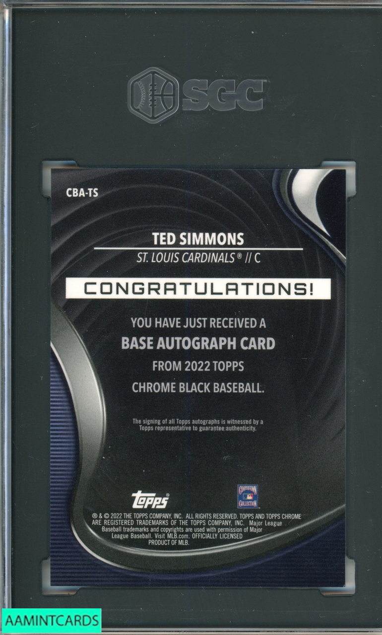 Ted Simmons Autographed Card 2022 Topps Chrome Black # CBA