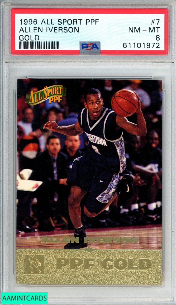 1996 SCORE BOARD ALL SPORT PPF ALLEN IVERSON #7 GOLD RC 76ERS HOF