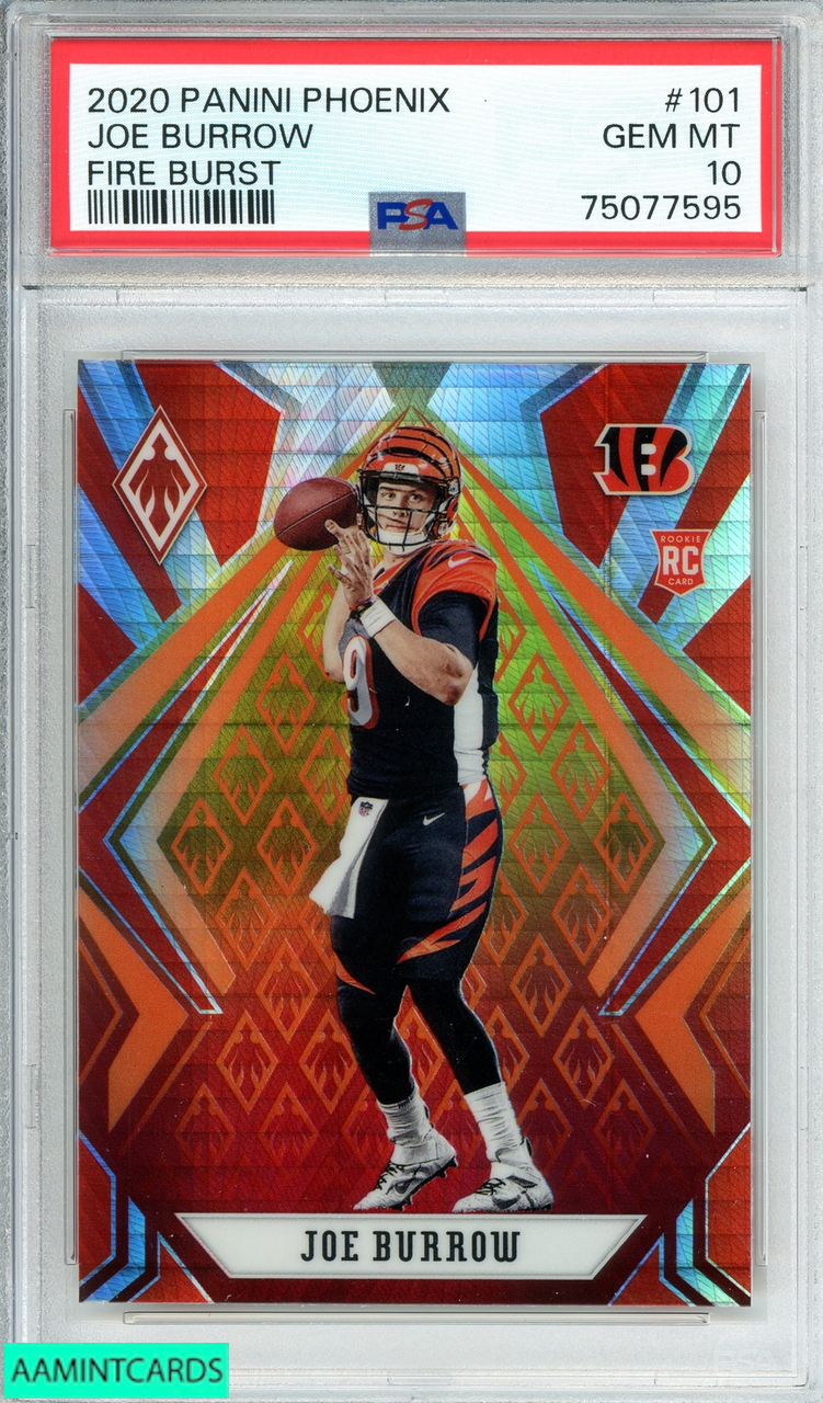 2020 PANINI PHOENIX JOE BURROW #101 FIRE BURST ROOKIE RC PSA 10