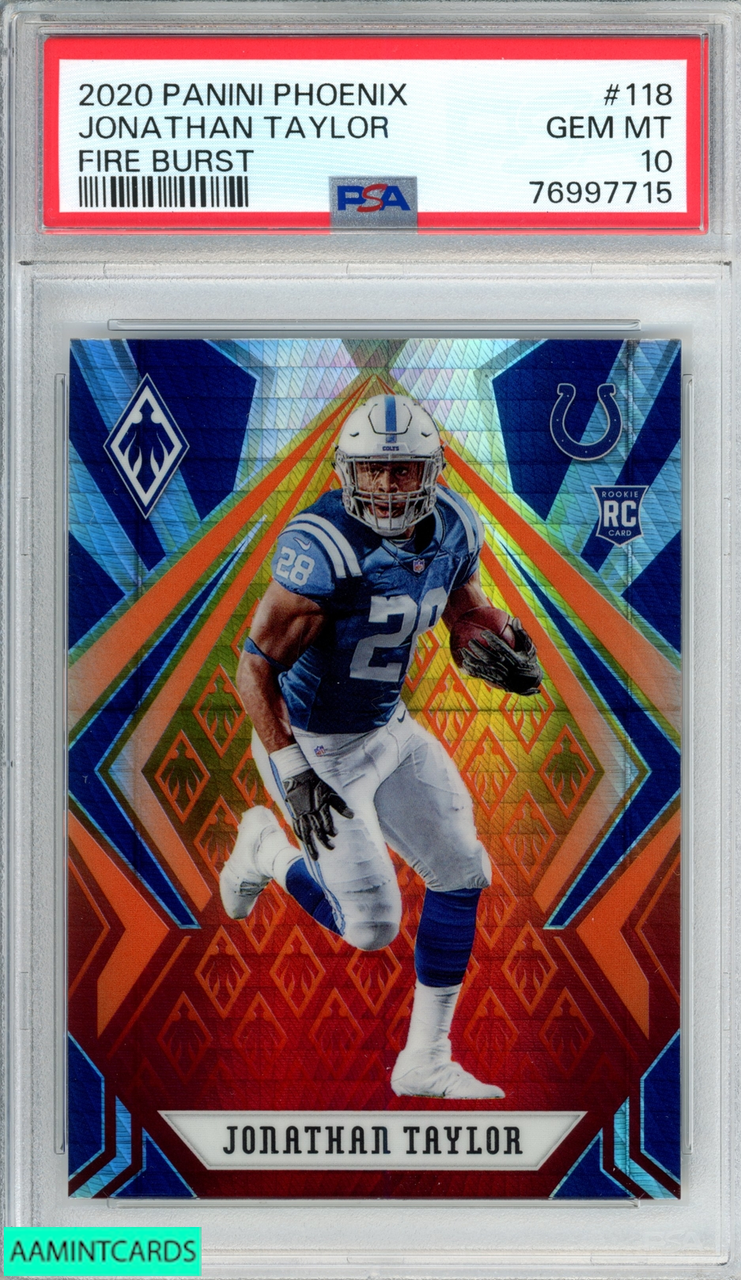 2020 PANINI PHOENIX JONATHAN TAYLOR #118 FIRE BURST ROOKIE RC PSA