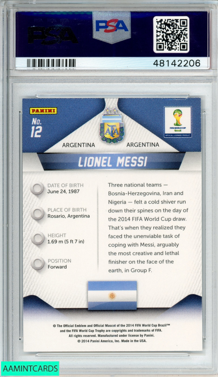 2014 PANINI PRIZM WORLD CUP LIONEL MESSI #12 ARGENTINA PSA 10 GEM MT  48142206