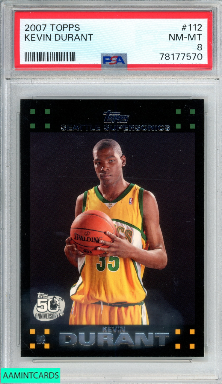 2007 TOPPS KEVIN DURANT #112 ROOKIE RC SEATTLE SUPERSONICS PSA 8