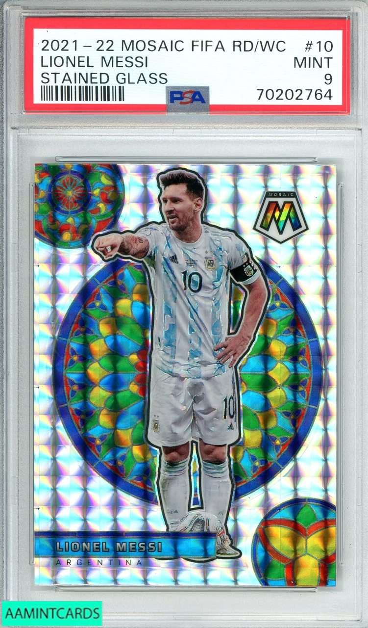 2021-2022 PANINI MOSAIC FIFA ROAD TO WORLD CUP LIONEL MESSI #10 STAINED  GLASS PSA 9 MINT 70202764