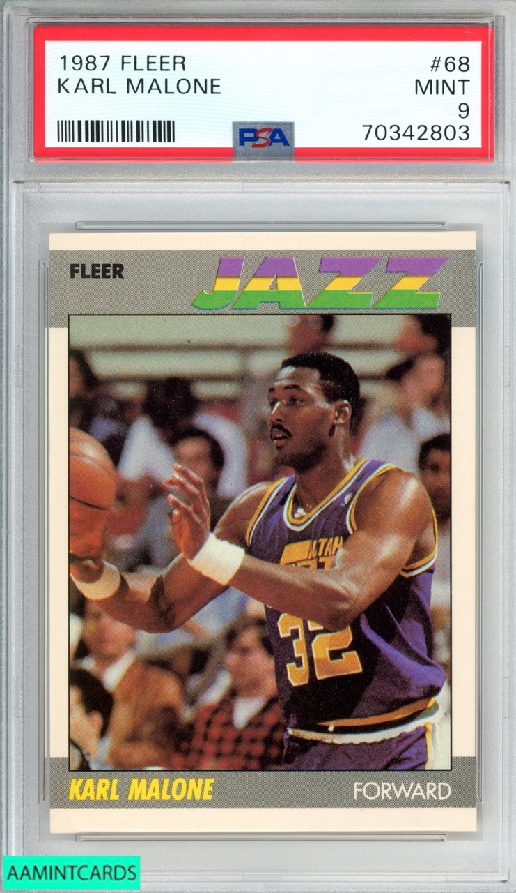 1987 FLEER KARL MALONE #68 UTAH JAZZ HOF PSA 9 MINT 70342803 - AA
