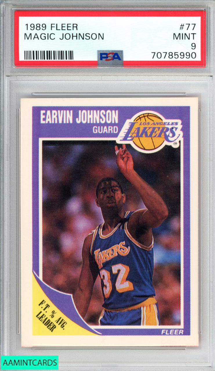 1989 FLEER MAGIC JOHNSON #77 LOS ANGELES LAKERS HOF PSA 9 MINT