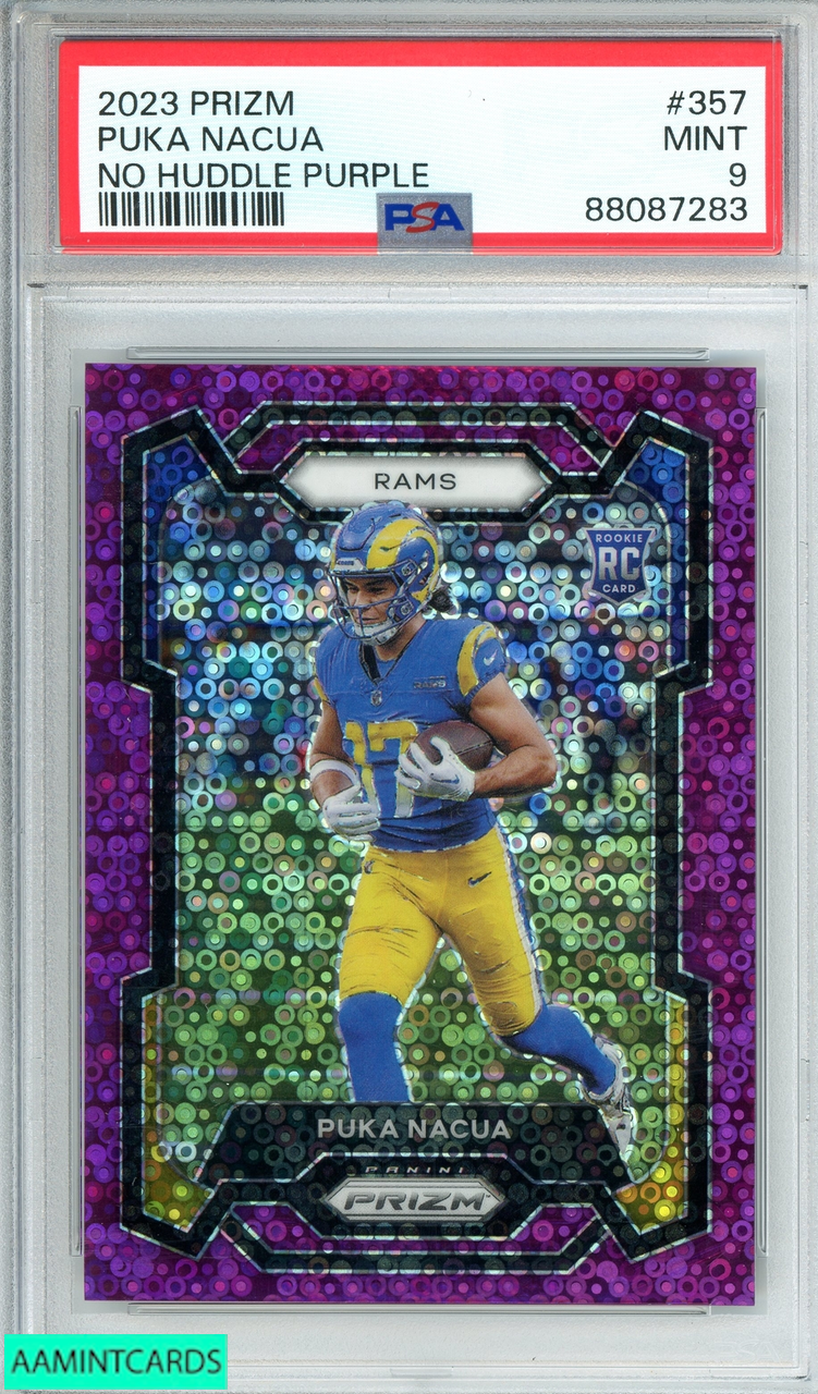 2023 PANINI PRIZM PUKA NACUA #357 NO HUDDLE PURPLE 7 OF 35 RC PSA