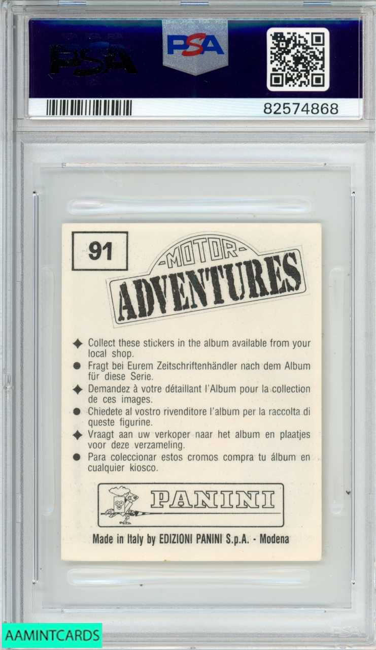 1987 PANINI MOTOR ADVENTURES STICKERS AYRTON SENNA #91 PSA 6 EX-MT