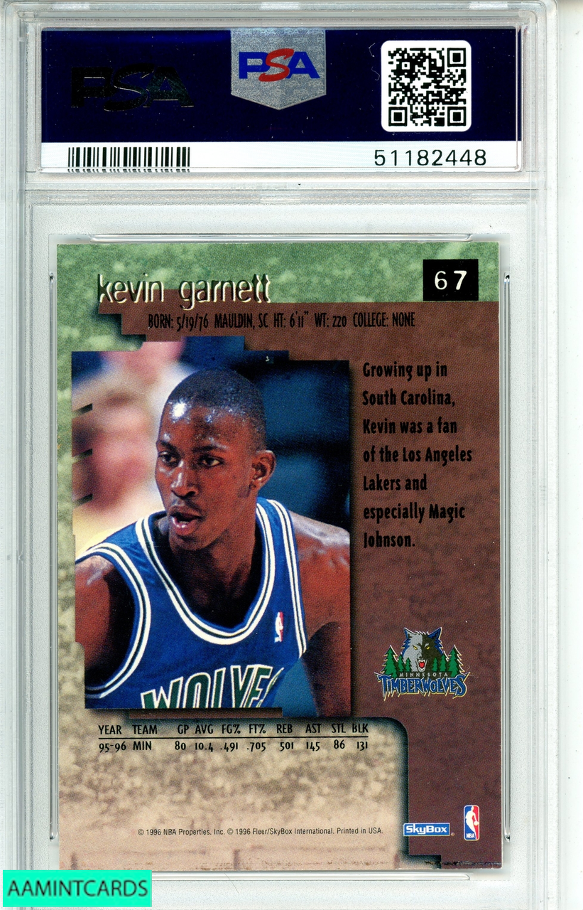 1996 SKYBOX PREMIUM KEVIN GARNETT #67 RUBIES PSA 8 NM-MT 51182448