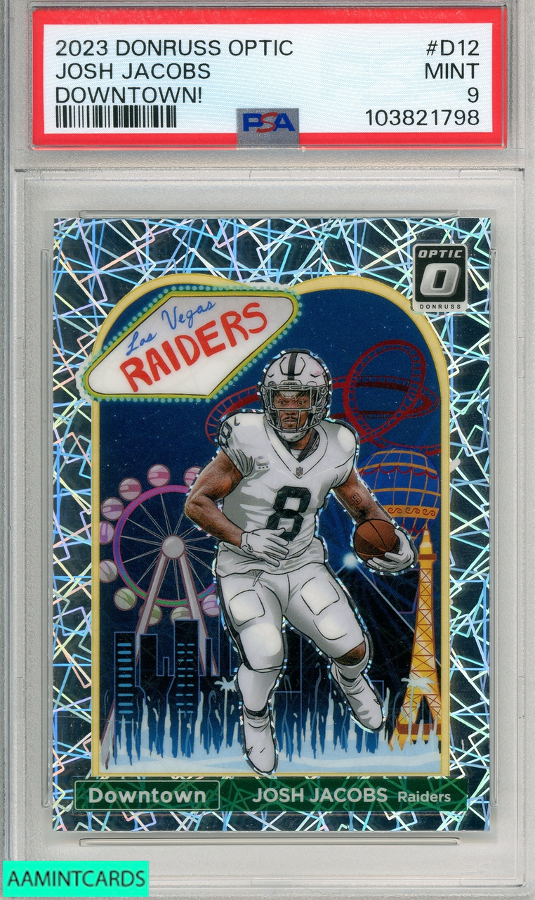 2023 PANINI DONRUSS OPTIC DOWNTOWN! JOSH JACOBS #D12 PSA 9