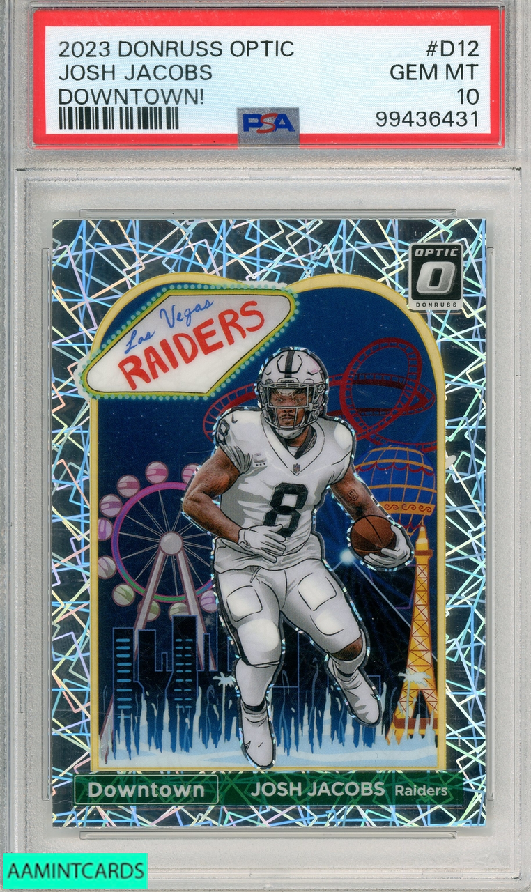 2023 PANINI DONRUSS OPTIC DOWNTOWN! JOSH JACOBS #D12 PSA 10
