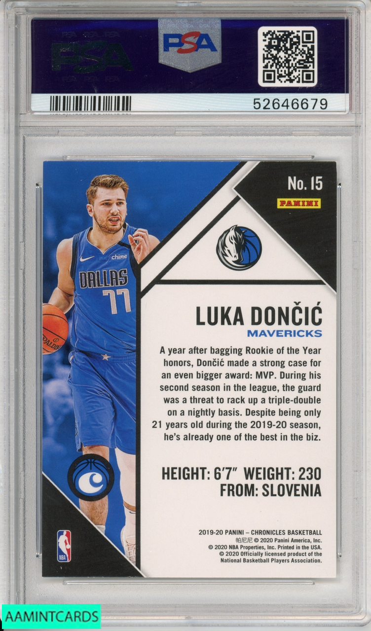 2019 PANINI CHRONICLES LUKA DONCIC #15 DALLAS MAVERICKS PSA 9 MINT
