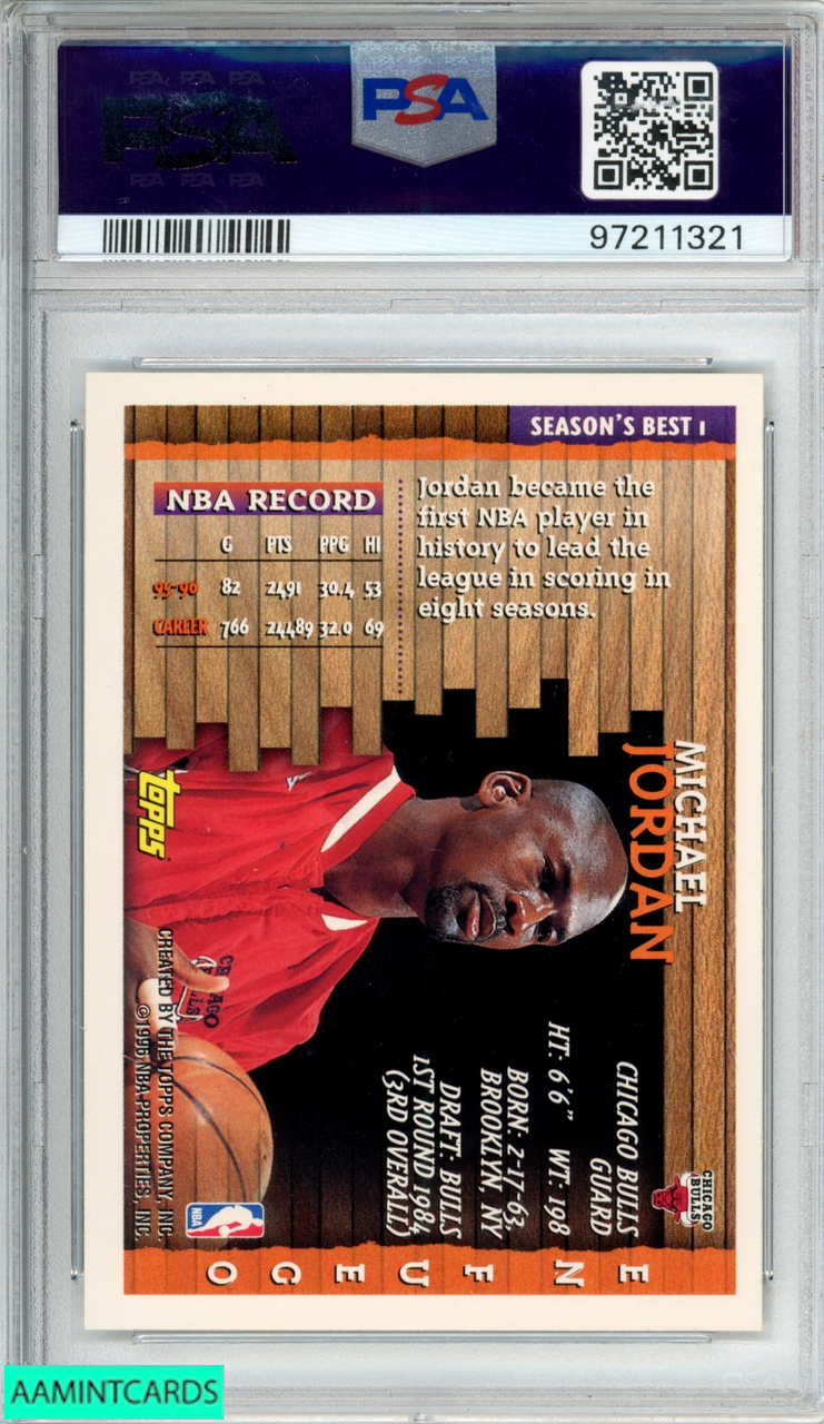 1996 TOPPS SEASONS BEST MICHAEL JORDAN #1 EN FUEGO BULLS HOF PSA 8