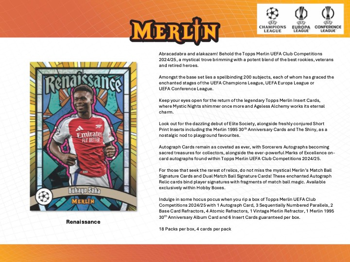 2024/25 Topps UEFA Club Competitions Merlin Chrome Soccer Hobby Case