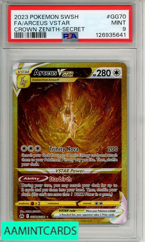 2023 POKEMON SWSH CROWN ZENITH FA ARCEUS VSTAR #GG70 SECRET PSA 9