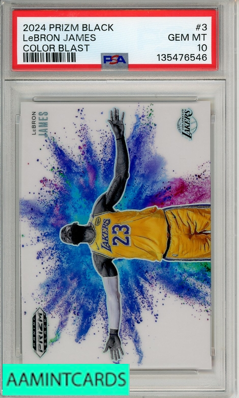 2024 PANINI PRIZM BLACK COLOR BLAST LEBRON JAMES #3 PSA 10 GEM MT