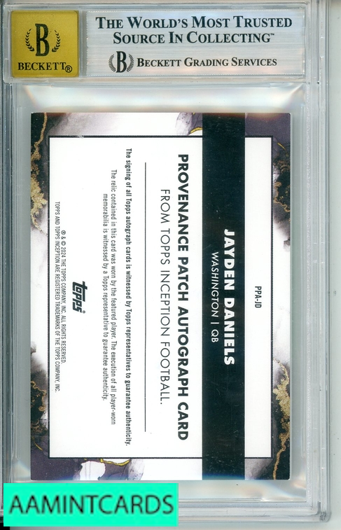 2024 TOPPS INCEPTION PROVANCE PATCH GREEN JAYDEN DANIELS #PPAJD
