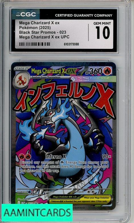 2025 POKEMON BSP MEGA CHARIZARD X EX UPC #23 CGC 10 GEM MINT