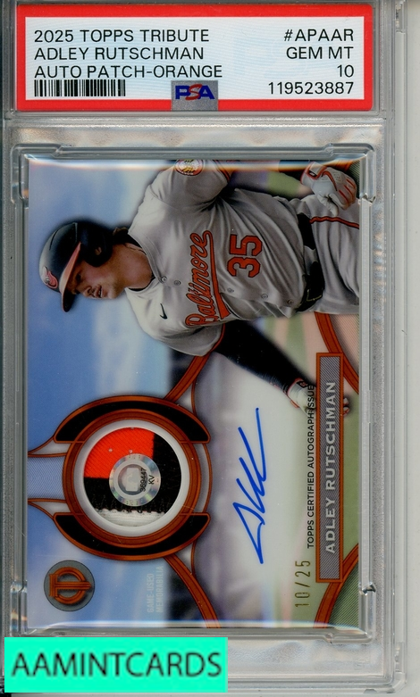 2025 TOPPS TRIBUTE AUTO PATCHES ADLEY RUTSCHMAN #APAAR ORANGE PSA