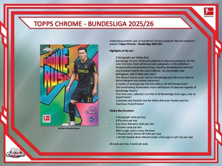 2025/26 Topps Chrome Bundesliga Soccer Hobby Box