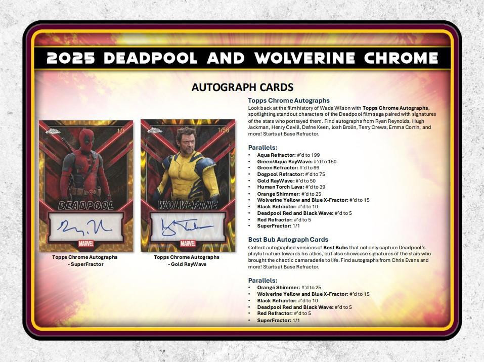 MARVEL　アントマン&ワスプ　ホープ・ヴァン・ダイン　サインカード 2025 Topps Chrome Marvel Deadpool Blaster Box
