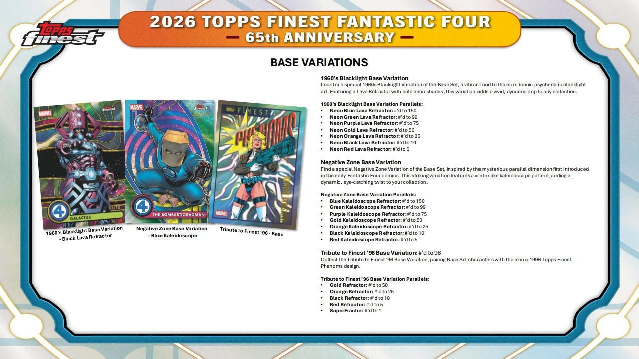 2026 Topps Marvel Finest The Fantastic Four 65th Anniversary Hobby