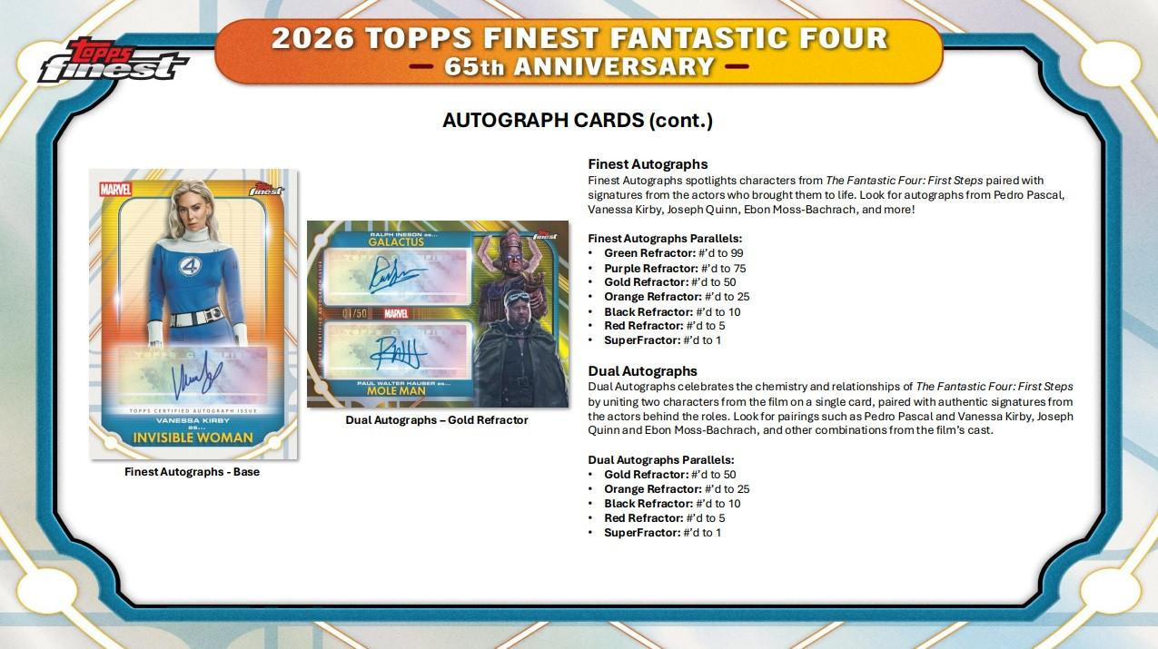 2026 Topps Marvel Finest The Fantastic Four 65th Anniversary Hobby