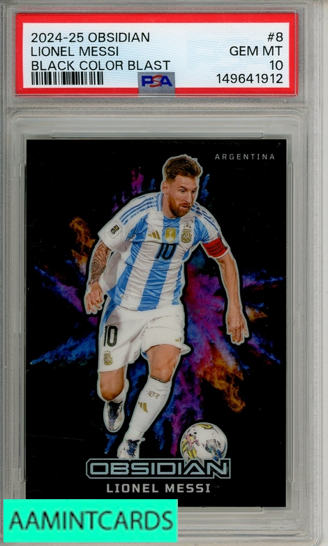 2024-25 PANINI OBSIDIAN BLACK COLOR BLAST LIONEL MESSI #8 PSA 10
