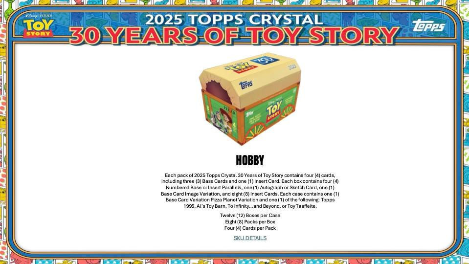2025 Topps Pixar Crystal 30 Years of Toy Story Hobby Box