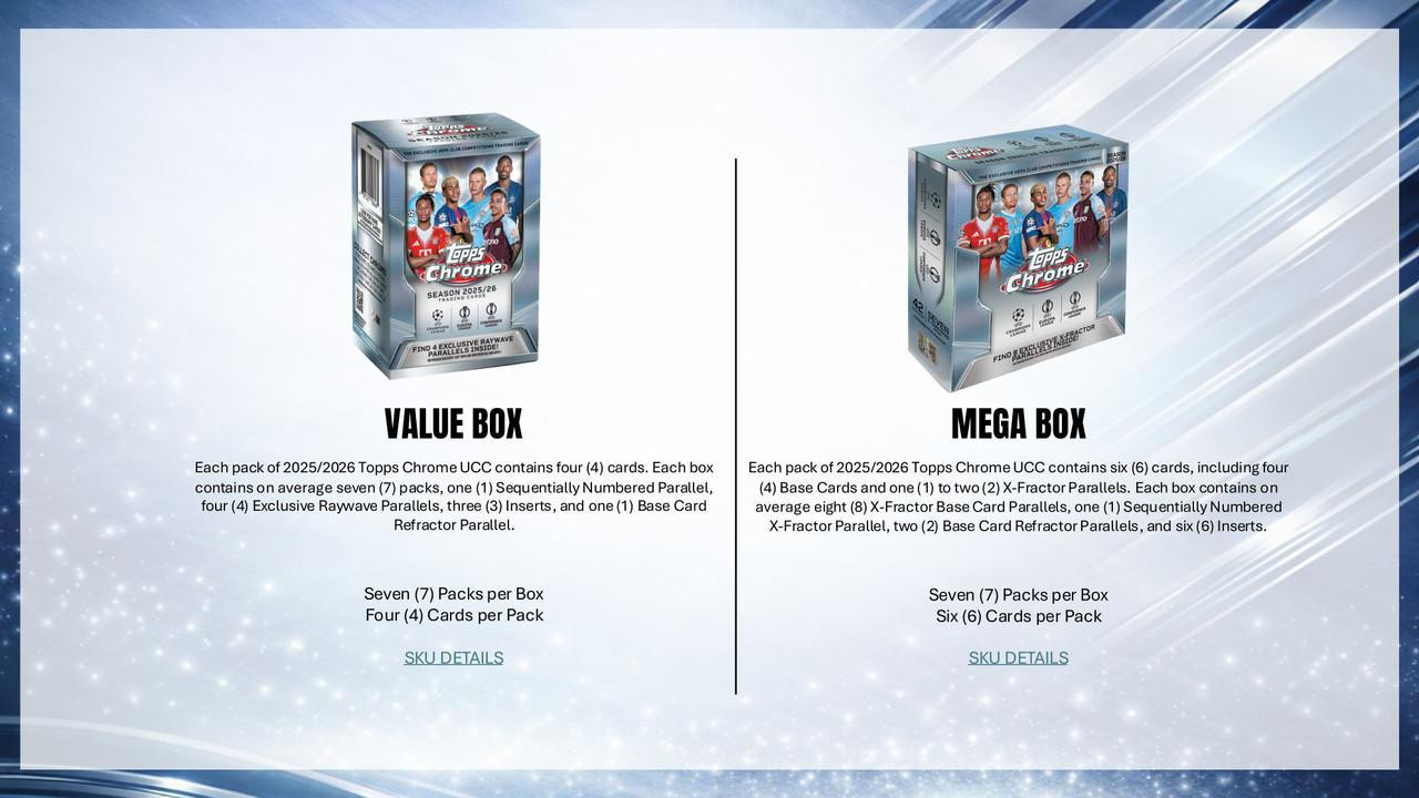 2025/26 Topps UEFA Club Competitions Chrome Soccer Jumbo Case