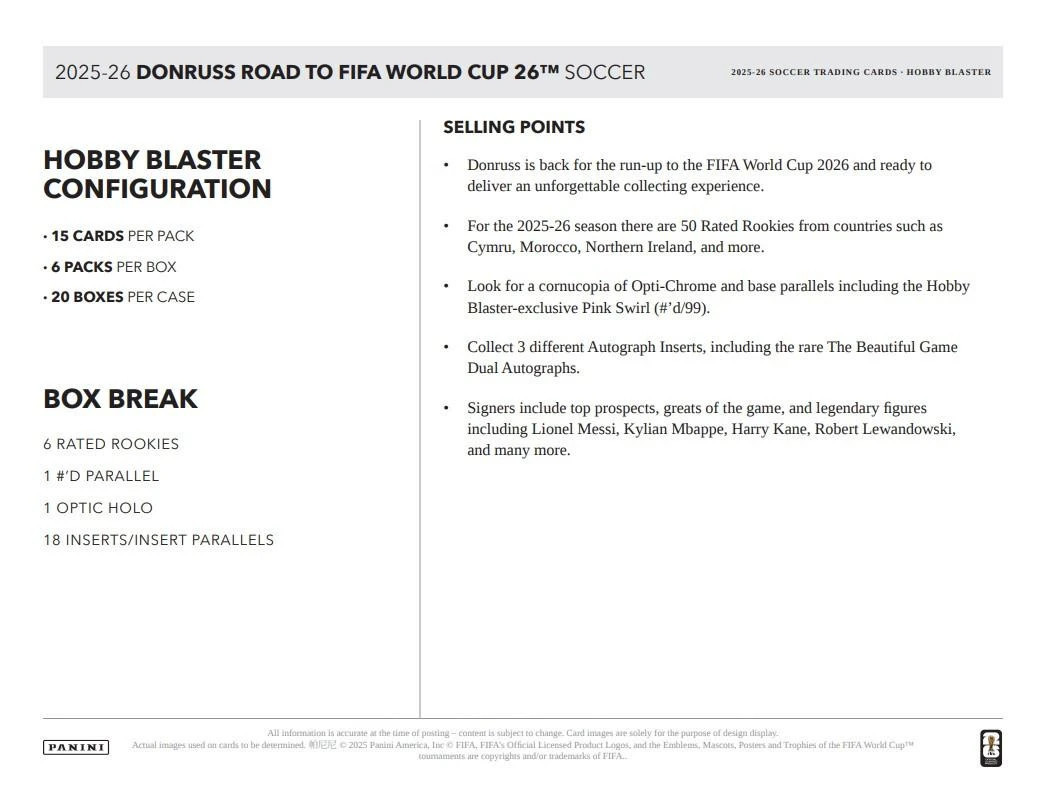 2025/26 Panini Donruss Road To FIFA World Cup 26 Soccer Hobby