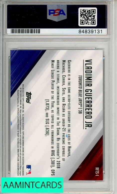 2019 BOWMAN CHROME VLADIMIR GUERRERO JR #RFTS-1 PSA AUTHENTIC