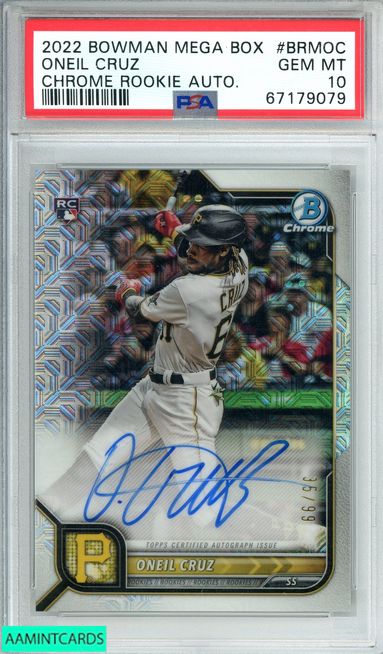 2022 BOWMAN MEGA BOX ONEIL CRUZ #BRMOC CHROME RKE AUTO RC OF 99