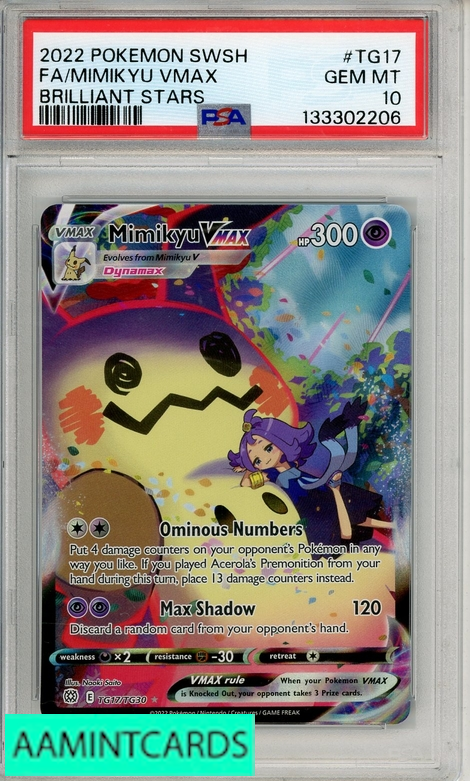 2022 POKEMON SWORD SHIELD BRILLIANT STARS FA MIMIKYU VMAX #TG17