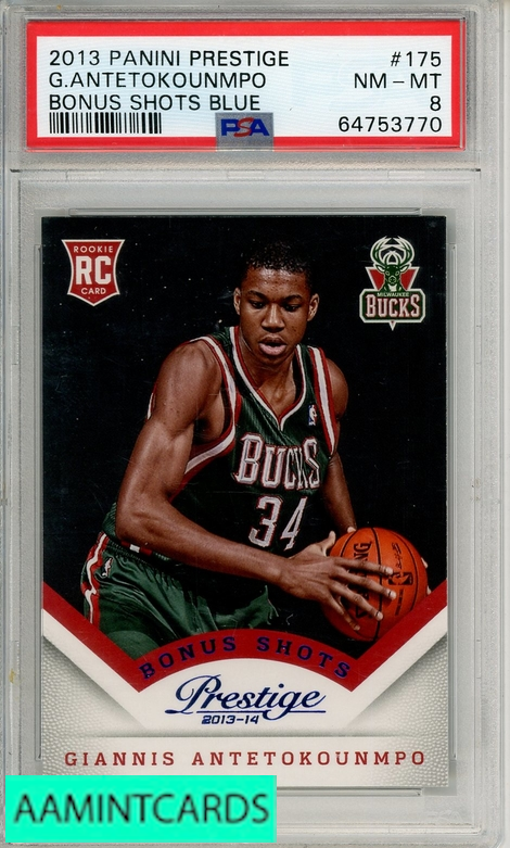 2013 PANINI PRESTIGE G ANTETOKOUNMPO #175 BONUS SHOTS BLUE PSA 8