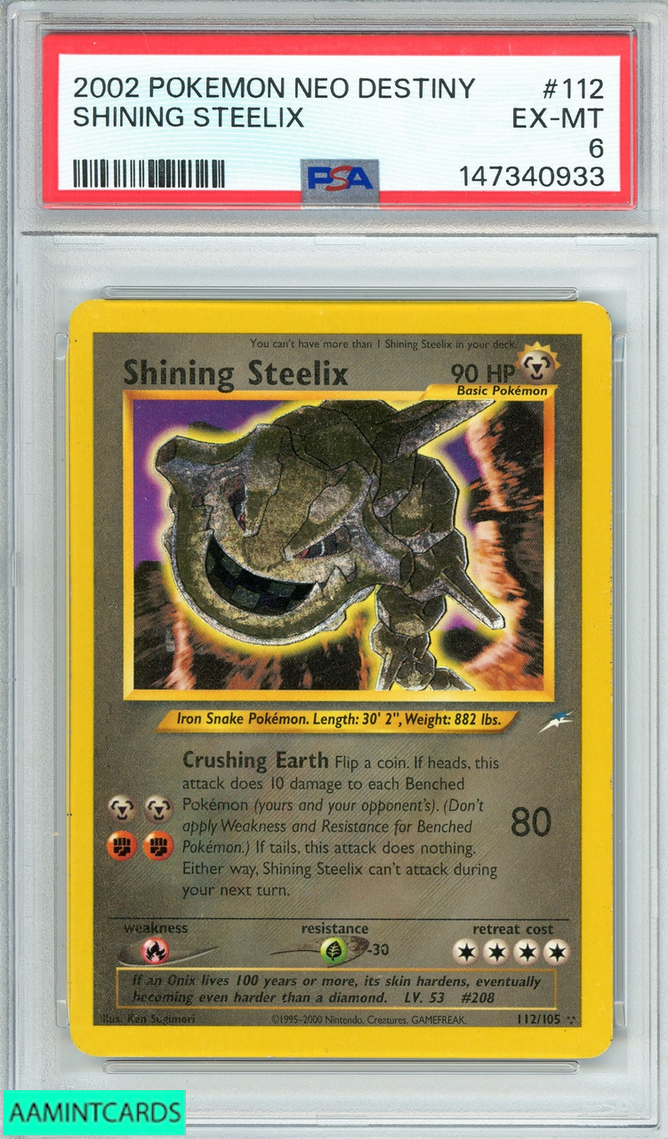2002 POKEMON NEO DESTINY SHINING STEELIX #112 PSA 6 EX-MT